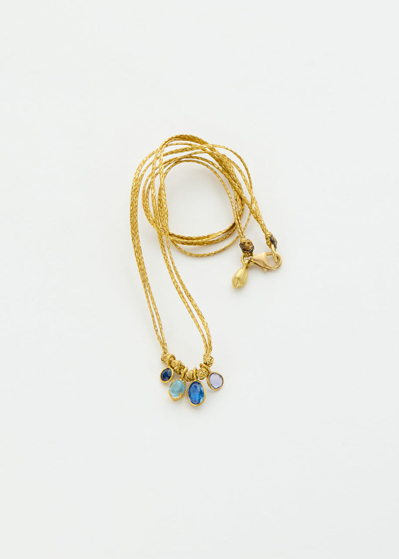 18kt Gold Indigo Four Stones Cluster on Cord