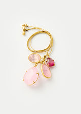 18kt Gold Pink Agra Pink Tourmaline, Morganite & Rose Quartz Cluster on Cord