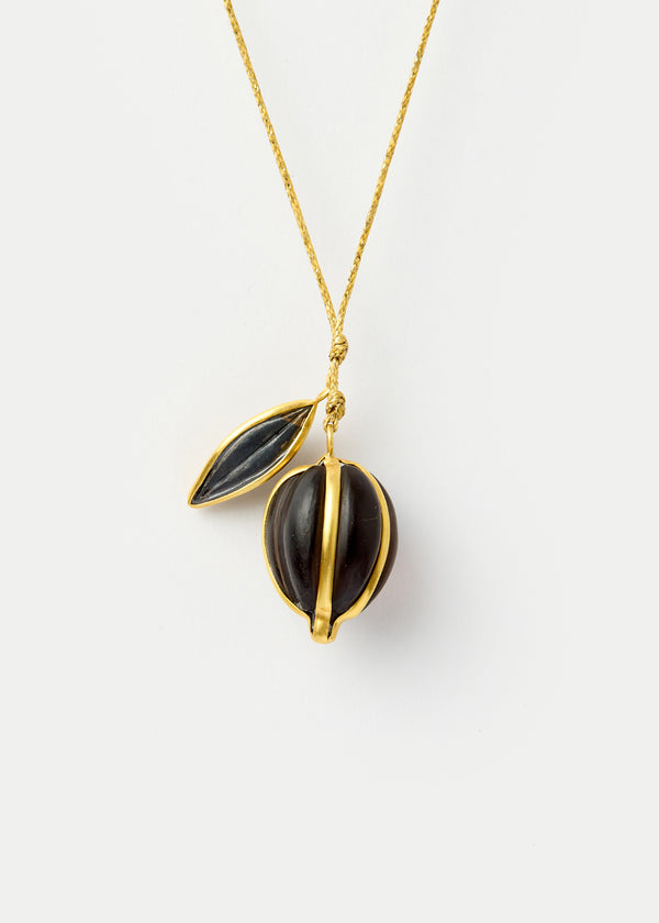 18kt Gold Night Seed & Lilac Amulets on Cord