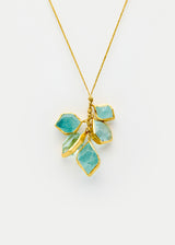 18kt Gold Cerulean Aquamarine Cluster on Cord