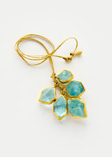 18kt Gold Cerulean Aquamarine Cluster on Cord
