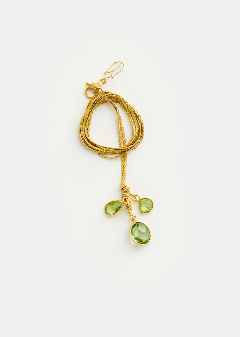 18kt Gold PSTM Myanmar Tender Greens Peridot Cluster on Cord