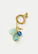 18kt Gold Aquamarine & Kyanite with Fish Cluster on Cord