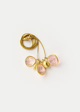 18kt Gold 18kt Rose Quartz with Seed & Bell Cluster on Cord