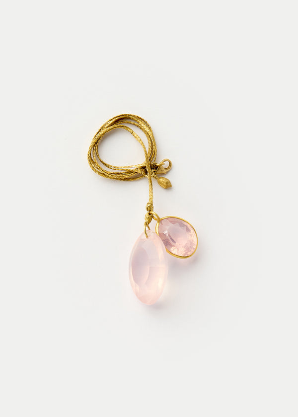 18kt Gold Rose Quartz Amulets on Cord