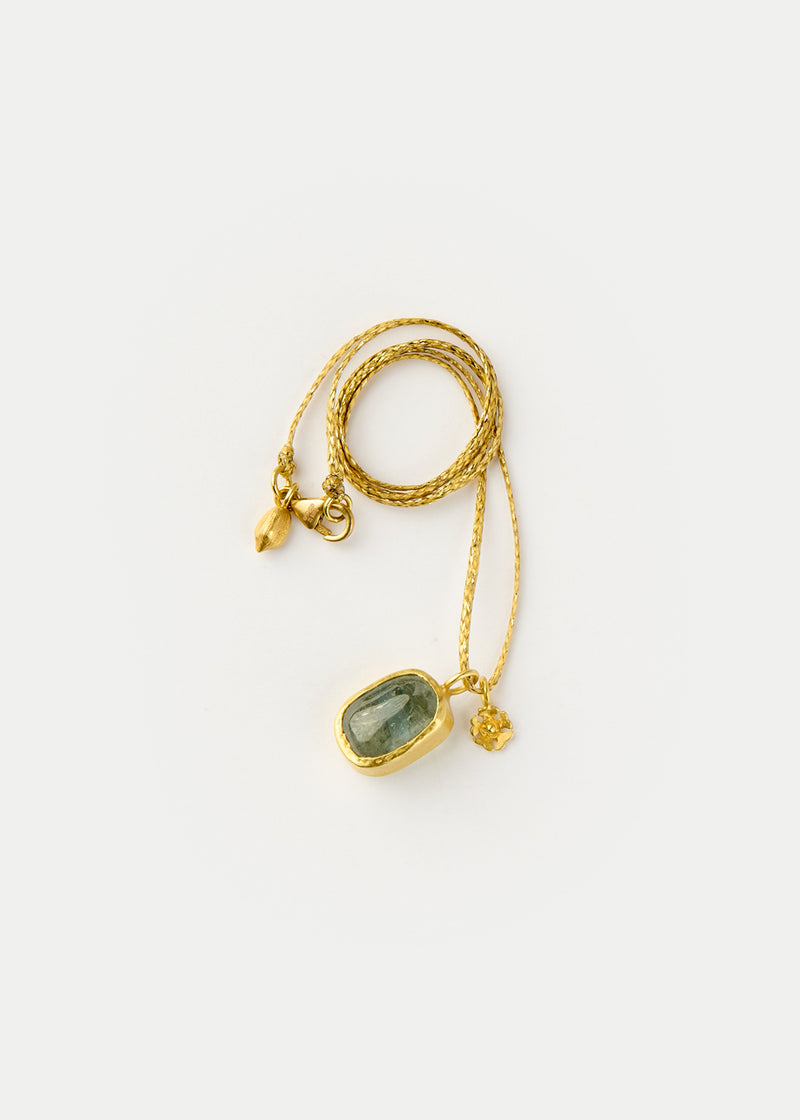 18kt Gold Sapphire & Flower Amulets on Cord