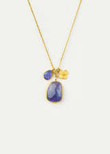 18kt Gold Tanzanite & Flower Cluster on Cord