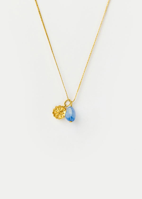 18kt Gold Sapphire & Flower Amulets on Cord