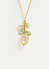 18kt Gold Mixed Stones Cluster on Cord