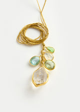 18kt Gold Mixed Stones Cluster on Cord