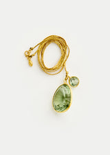 18kt Gold Carnival Green Amethyst Amulets on Cord