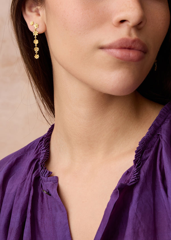 18kt Gold Flower Drop Studs