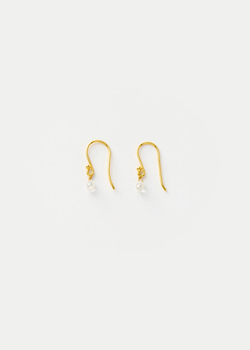 18kt Gold Diamond Tiny Drop Earrings