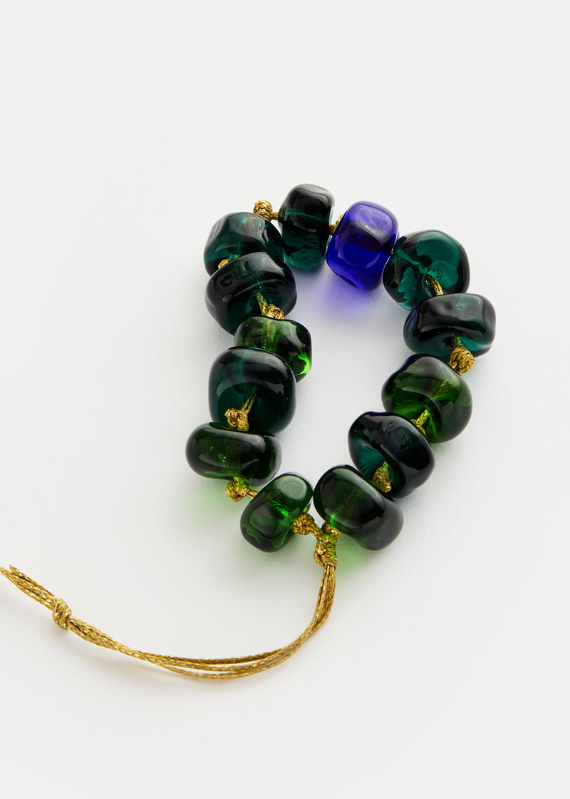 Azaz Tonal Greens Glass Multi Beaded Bracelet