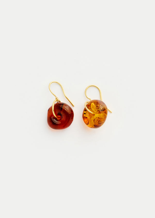 18kt Gold Azaz Two Tone Amber Glass Drop Earrings