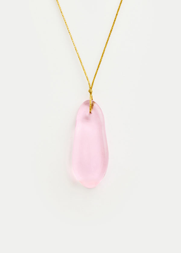 Azaz Pink Glass Long Bead on Cord