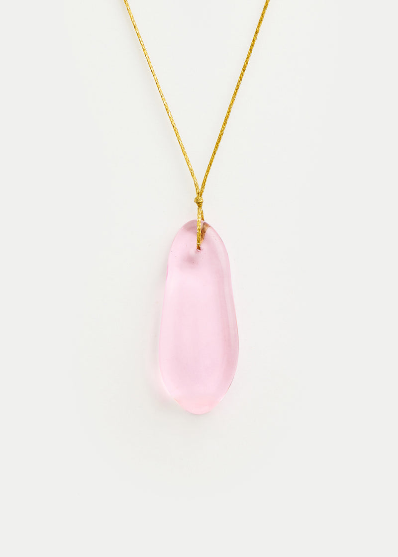 Azaz Pink Glass Long Bead on Cord