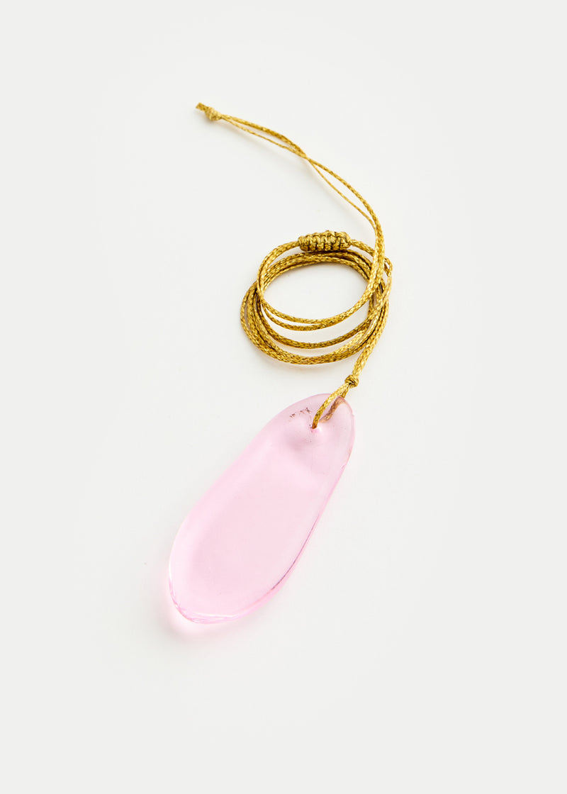 Azaz Pink Glass Long Bead on Cord