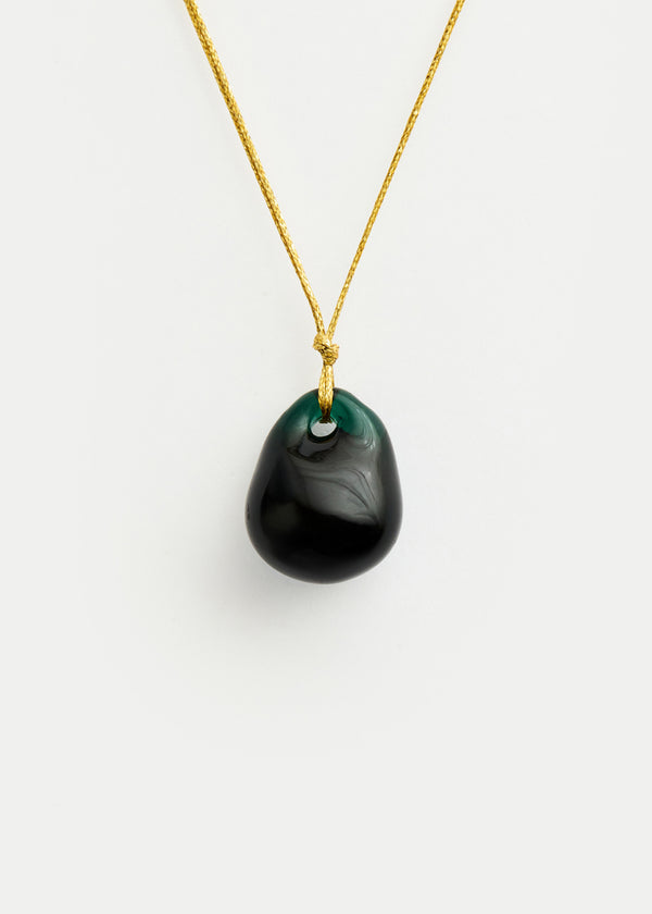 Azaz Large Teal Glass Bead on Cord