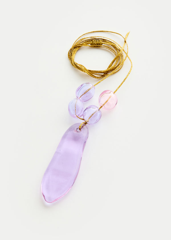 Azaz Pink & Purple Glass Beaded Necklace on Cord