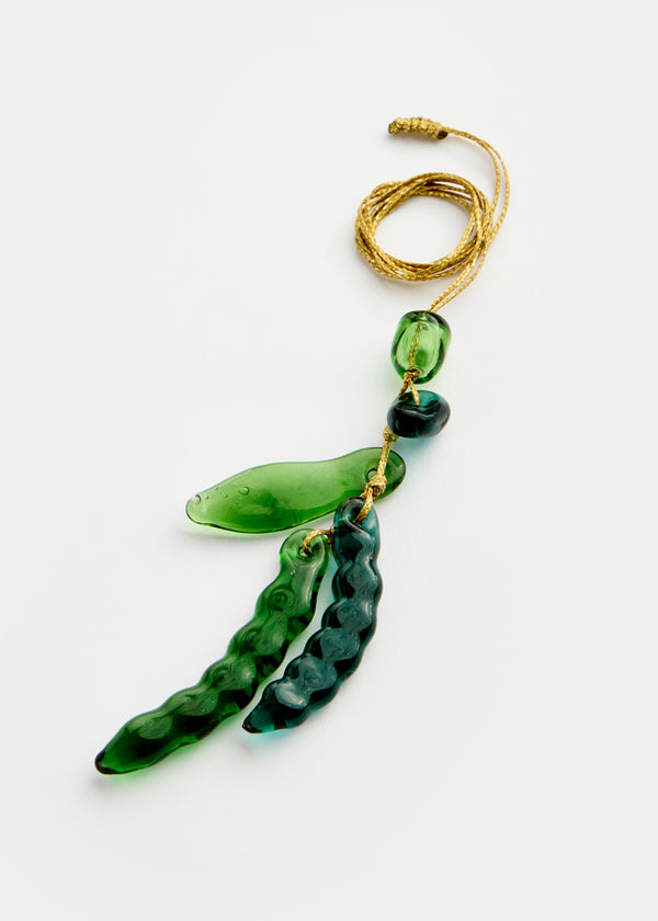 Azaz Green Glass Bean Cluster on Cord