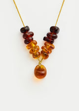 Azaz Amber Glass Multi Beaded Necklace on Cord