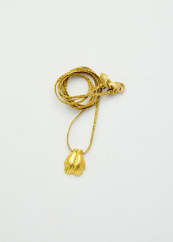 18kt Gold We Are Everything Cupping Hands Pendant on Cord