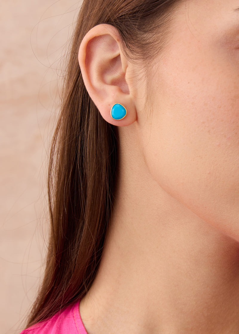 18kt Gold Turquoise Classic Studs