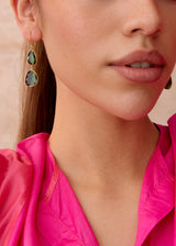 18kt Gold Green Tourmaline Double Drop Earrings