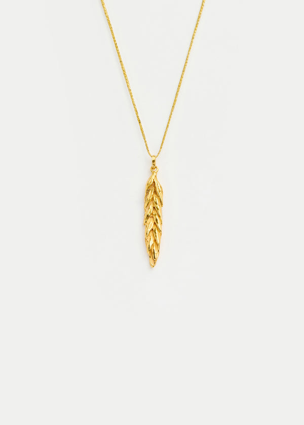 18k Gold Bethlehem Zaytun Barley Leaf Pendant on Cord