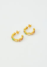 18kt Gold Anemone Mixed Stones Hoop Earrings