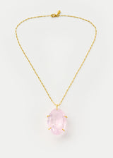 18kt Gold Pink Agra Claw Set Kunzite Amulet on Chain