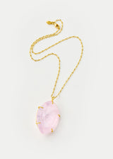 18kt Gold Pink Agra Claw Set Kunzite Amulet on Chain