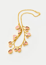 18kt Gold Vermeil PSTM Afghanistan Pink Glass Drop Necklace