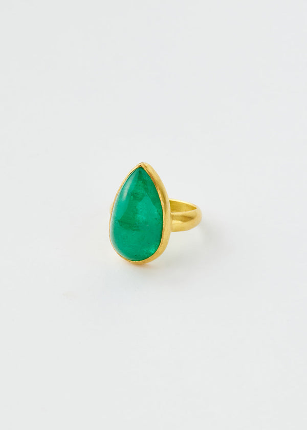 22kt Gold Colombian Emerald Large Greek Ring