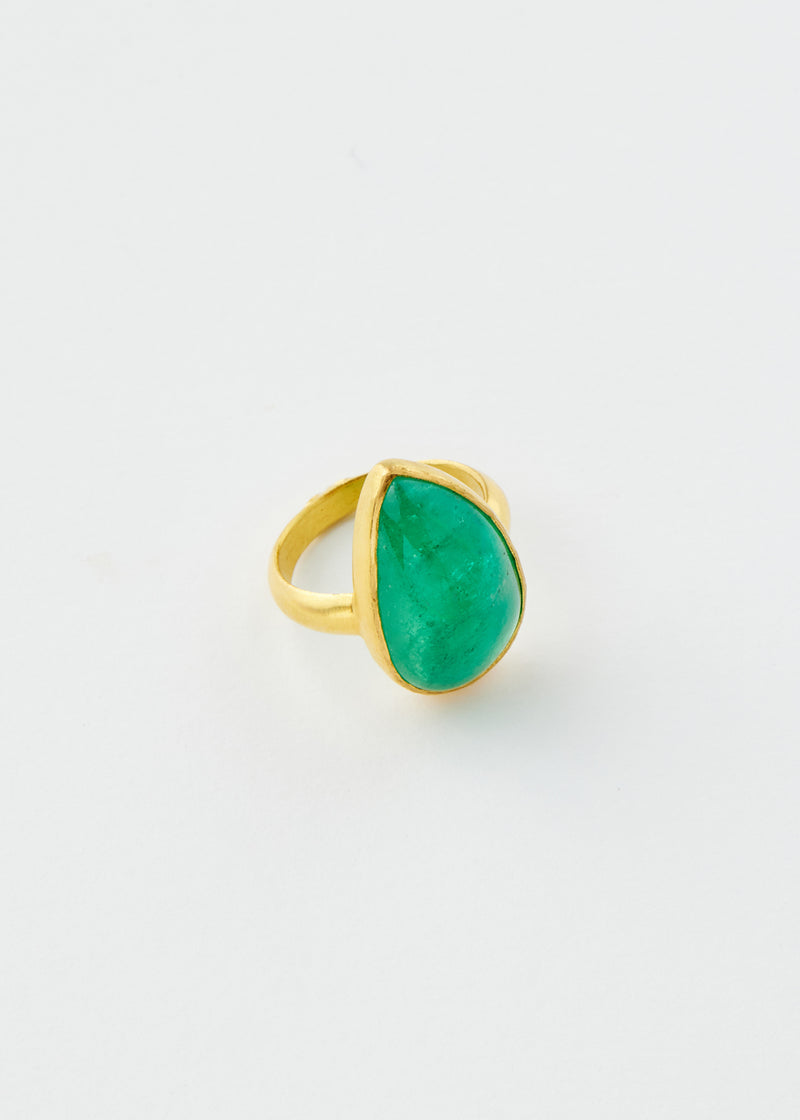 22kt Gold Colombian Emerald Large Greek Ring