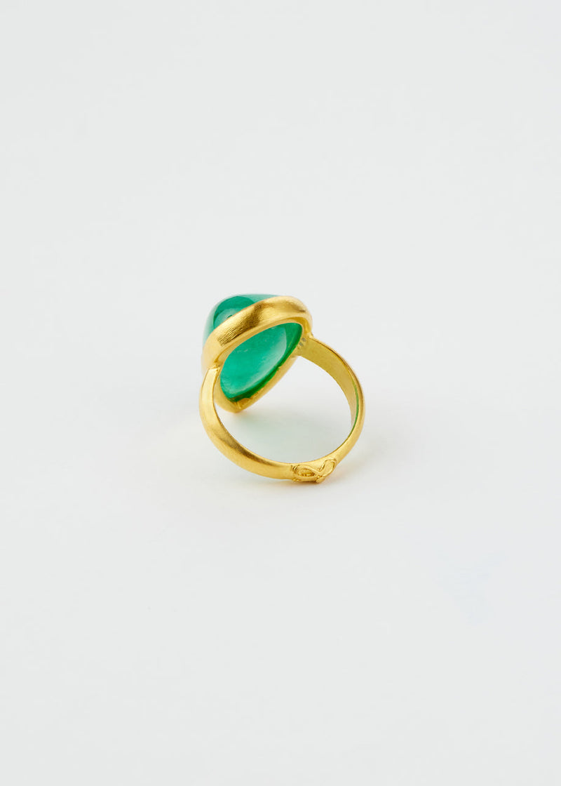 22kt Gold Colombian Emerald Large Greek Ring