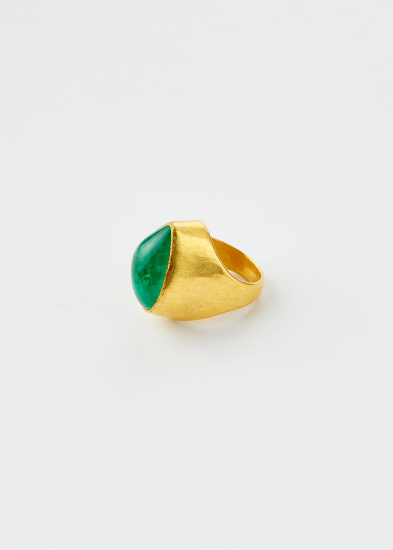 22kt Gold Colombian Emerald Tibetan Ring