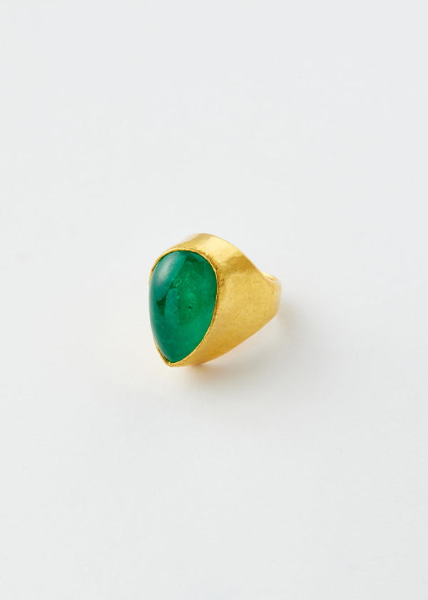 22kt Gold Colombian Emerald Tibetan Ring