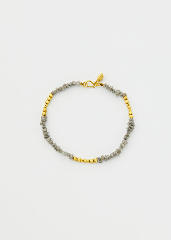 18kt Gold Rough Diamond & Gold Beads Bracelet