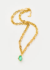 18kt Gold PSTM Afghanistan Emerald Pendant on Chain