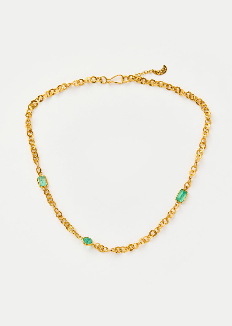 18kt Gold PSTM Afghanistan Emerald Necklace