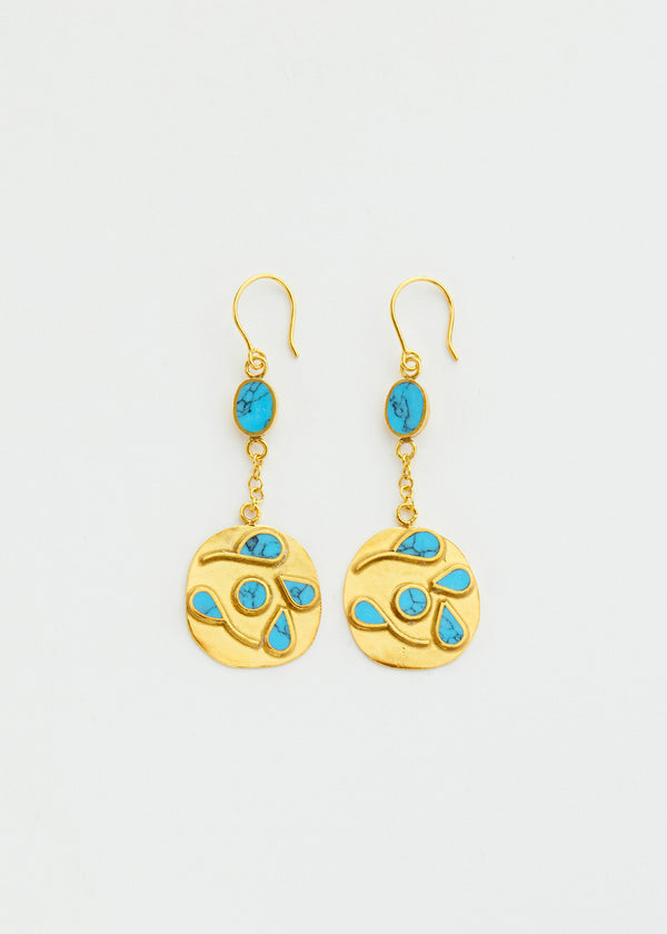 18kt Gold Vermeil PSTM Afghanistan Turquoise Najeba Earrings