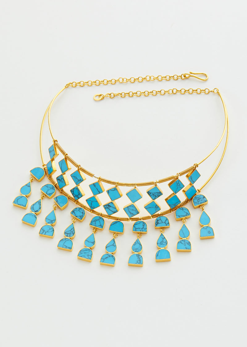 18kt Gold Vermeil PSTM Afghanistan Turquoise Zuhra Necklace