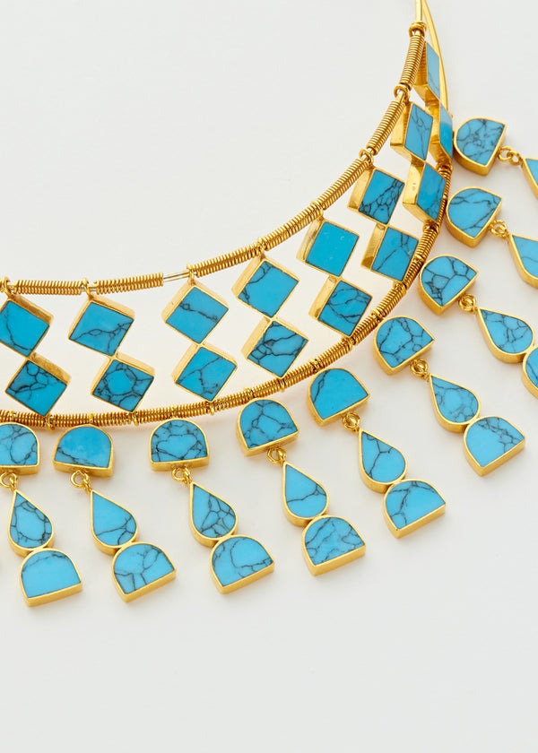 18kt Gold Vermeil PSTM Afghanistan Turquoise Zuhra Necklace