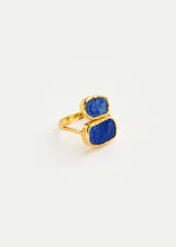 18kt Gold Vermeil PSTM Afghanistan Meena Lapis Double Greek Ring