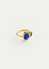 18kt Gold Vermeil PSTM Afghanistan Meena Lapis Two Stone Ring