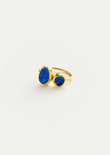 18kt Gold Vermeil PSTM Afghanistan Meena Lapis Two Stone Ring
