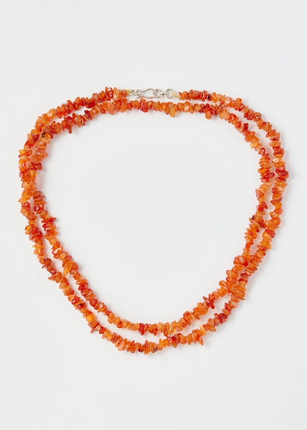 Sterling Silver Rough Carnelian Beaded Necklace