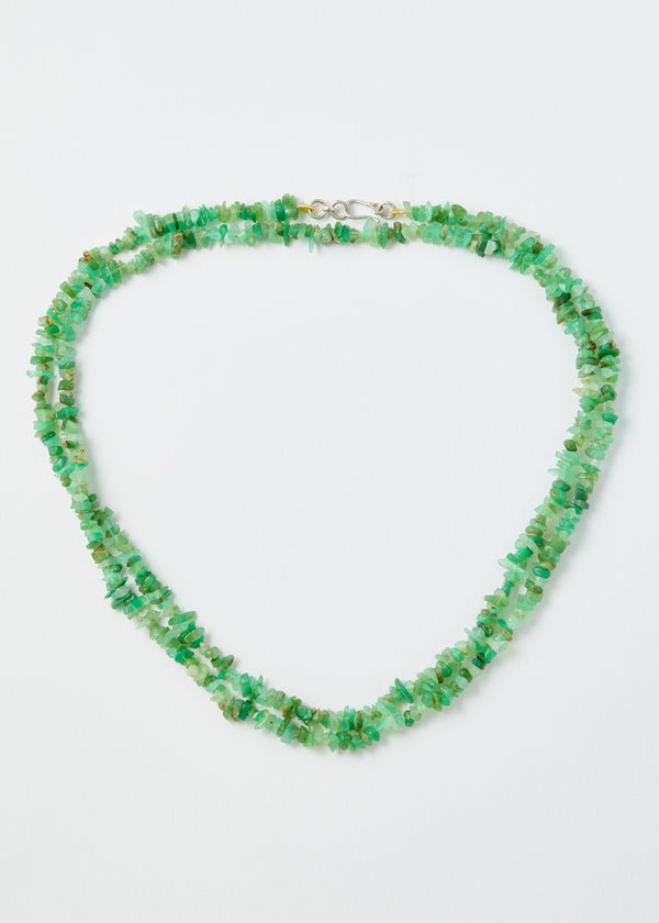 Sterling Silver Rough Chrysoprase Beaded Necklace